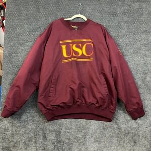 Starter Pullover Jacket Mens XL Maroon Good Vintage USC Trojans Side Zip